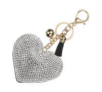 PATIKIL Herz Schlüsselanhänger Damen, Liebe Schlüsselanhänger Glitzer Charm mit Quasten/Schlüsselringe, Weiß Strass Schlüsselanhänger Herz Anhänger für Taschen Schlüssel, Gold-Schwarz