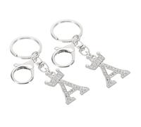 PATIKIL Initial Letter Schlüsselanhänger, 2 Stück Buchstabe A Krone Design Charm mit Kristall Diamanten Dekorative Alphabet Anhänger für Tasche Rucksack DIY Handwerk, Silber Ton