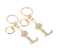 PATIKIL Initial Letter Schlüsselanhänger, 2 Stück Buchstabe l Krone Design Charm mit Kristall Diamanten Dekorative Alphabet Anhänger für Tasche Rucksack DIY Handwerk, Goldton