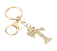 PATIKIL Initial Letter Schlüsselanhänger Buchstabe T Krone Design Charm mit Kristall Diamanten Dekorative Frauen Alphabet Anhänger für Tasche Rucksack DIY Handwerk, Goldton
