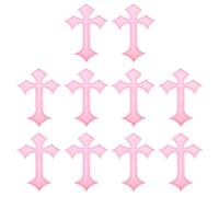 PATIKIL Kreuz bestickte Aufnäher, 10 Stück Kreuz zum Aufnähen oder Aufbügeln, dekorative Aufnäher, 10 Stück Kreuz zum Aufnähen oder Aufbügeln, 4,1"Lx2,8"W, Pink