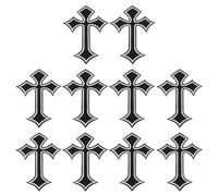 PATIKIL Kreuz bestickte Aufnäher, 10 Stück Kreuz zum Aufnähen oder Aufbügeln, dekorative Aufnäher, 4,1"Lx2,8"W, Schwarz Weiß