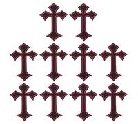 PATIKIL Kreuz bestickte Aufnäher, 10 Stück Kreuz zum Aufnähen oder Aufbügeln, dekorative Aufnäher, 4,1"Lx2,8"W, Schwarz Rot