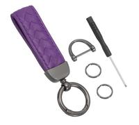 PATIKIL Leder Auto Schlüsselanhänger Echt Schlüssel Kette Halter Universell Dekorativ 360 Grad Drehbarer Schlüssel Anhänger mit Schwarz Anti-Lost D-Ring für Männer und Frauen Lila