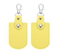 PATIKIL Leder Schlüsselanhänger, 2 Stück Leder Schlüsselanhänger mit Schlüsselringen DIY Schlüsselanhänger Halter für Zuhause Büro Autoschlüssel ID Schlüsselkarten Air Tags, Gelb