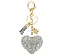 PATIKIL Liebe Schlüsselanhänger Glitzer Strasssteine, Bling Rhinestone Schlüsselanhänger Herz Charm Anhänger für Taschenanhänger Damen Handtaschen Dekor Autoschlüsselanhänger, Mischgrau