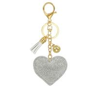 PATIKIL Liebe Schlüsselanhänger Glitzer Strasssteine, Bling Rhinestone Schlüsselanhänger Herz Charm Anhänger für Taschenanhänger Damen Handtaschen Dekor Autoschlüsselanhänger, Weiß