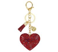 PATIKIL Liebe Schlüsselanhänger Glitzer Strasssteine, Bling Rhinestone Schlüsselanhänger Herz Charm Anhänger für Taschenanhänger Damen Handtaschen Dekor Autoschlüsselanhänger, Mischrot