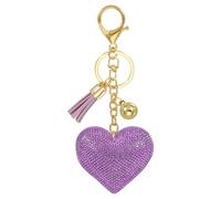 PATIKIL Liebe Schlüsselanhänger Glitzer Strasssteine, Bling Rhinestone Schlüsselanhänger Herz Charm Anhänger für Taschenanhänger Damen Handtaschen Dekor Autoschlüsselanhänger, Lila