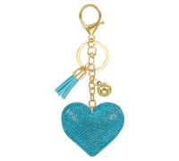 PATIKIL Liebe Schlüsselanhänger Glitzer Strasssteine, Bling Rhinestone Schlüsselanhänger Herz Charm Anhänger für Taschenanhänger Damen Handtaschen Dekor Autoschlüsselanhänger, Seeblau