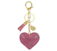PATIKIL Liebe Schlüsselanhänger Glitzer Strasssteine, Bling Rhinestone Schlüsselanhänger Herz Charm Anhänger für Taschenanhänger Damen Handtaschen Dekor Autoschlüsselanhänger, Rosa