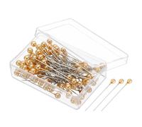 PATIKIL Nähnadeln, 500 Stück 1,5 Zoll Gerade Nadel mit Kunststoff-Perlenkopf für Stoff, Dekoration, Schmuck DIY, Bastel- und Nähprojekt, Champagner