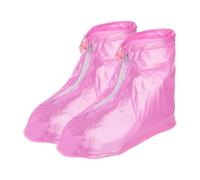 PATIKIL S Wasserdicht Schuhüberzieher 1 Paar PVC Wiederverwendbar Rutschfeste Überschuhe Regen Galoschen mit Reißverschluss für Männer Frauen Regnerisch Draußen Rosa