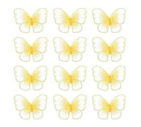 PATIKIL Schmetterling Spitze Applikation 12Stk Schmetterling Aufnäher Spitze Stoff Schmetterling Applikation Aufnäher Stickerei Garnitur für Kleidung Kleider Hochzeit Handwerk L Gelb