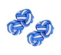 PATIKIL Seidenknoten Manschettenknöpfe Elastische Stoff Hemd Manschettenknöpfe Twist Knot Kleid Zubehör Manschettenknopf für Männer Frauen Business Geschenk Hochzeit Blau-Weiß