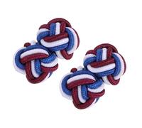 PATIKIL Seidenknoten Manschettenknöpfe, elastische Stoffhemd-Manschettenknöpfe, Twist-Knoten-Kleid-Zubehör, Manschettenknopf für Männer, Frauen, Business, Geschenk, Hochzeit, Blau-Weiß-Violett-Rot