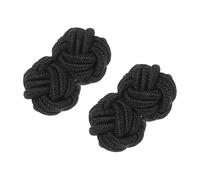 PATIKIL Seidenknoten-Manschettenknöpfe, elastische Stoffhemd-Manschettenknöpfe, Twist-Knoten-Kleidungsaccessoires-Manschettenknopf für Männer, Frauen, Geschäft, Geschenk, Hochzeit, Schwarz