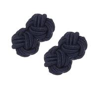 PATIKIL Seidenknoten-Manschettenknöpfe, Manschettenknöpfe aus elastischem Stoff, Twist-Knoten-Kleidungsaccessoires für Männer, Frauen, Business, Geschenk, Hochzeit, Marineblau