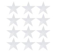 PATIKIL Stern Aufbügeln Patches, 12 Stück Stern Aufnäher zum Aufbügeln Applikationen Verzierungen für Kleidung Jacken Hut Rucksack Reparatur Dekorationen, Weiß, 3,2" x 3,2"