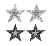 PATIKIL Stern Strass-Patches, 4 Stück Sternform Aufnäher zum Aufbügeln/Aufnähen Strass-Applikation Glitzer Kristall-Patches für Schuhe Kleidung, Silber/Schwarz
