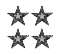 PATIKIL Stern Strass-Patches, 4 Stück Sternform Aufnäher zum Aufbügeln/Aufnähen Strass-Applikation Glitzer Kristall-Patches für Schuhe Kleidung Hosen Taschen DIY Handwerk, Schwarz