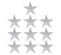 PATIKIL Sterne zum Aufbügeln, 10 Stück Stern Aufnäher zum Aufnähen Applikationen Verzierungen für Kleidung Jacken Hut Rucksack Reparatur Dekorationen, Silberfarben, 3" x 2.8"