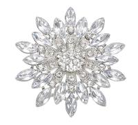 PATIKIL Strass Blumenbroschen, Mode Strass Brosche, Pin Abzeichen kristall Vintage elegante Knofür Damen Kleid Bouquet Mantel Hut Tasche,Weiß