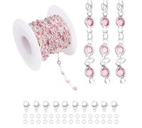 PATIKIL Strasskette Rolle Schmuckherstellung Ketten Bulk Silberton, Rosa | 16.4Ft, Mit Lobster Claps Jump Rings, Für Schmuckherstellung DIY Basteln Halsketten Armbänder