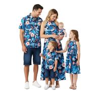 PATPAT Familien Outfit Set-Hawaii Neckholder- Partnerlook Mutter Tochter Kleid Kurzarm T-Shirt & Kind Kleider Mama Tochter Kleidung für Sommer & Herbst & Frühling/Mädchen&Jungen/Baby/Damen&Herren