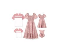 PATPAT Familien Outfits Set Kurzarm Boho-Stil, Partnerlook Mutter Tochter Kleid, Passende T-Shirt & Mutter Kind Kleider Mama Tochter Kleidung Sommer, Couple Paare Damen S