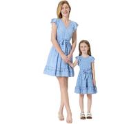 PATPAT Mutter Tochter Kleid Set: Gepunktetes Kleid mit Flatterärmeln für perfekte Familien-Matching-Outfits,Kleider für Baby - Mädchen/Mädchen/Damen