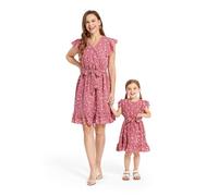 PATPAT Mutter Tochter Kleid Set: Gepunktetes Kleid mit Flatterärmeln für perfekte Familien-Matching-Outfits,Kleider für Baby - Mädchen/Mädchen/Damen