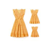 PATPAT Mutter Tochter Kleid Set: Gepunktetes Kleid mit Flatterärmeln für perfekte Familien-Matching-Outfits,Kleider für Baby - Mädchen/Mädchen/Damen