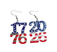 Patriotische Hängeohrringe zum 4. Juli, handgefertigt, Acryl, Glitzer-Ohrringe, US-Stern-Herz-Flagge, Schmuck für Frauen, Freunde, Geschenk zum Unabhängigkeitstag