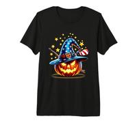 Patriotische Jack O Laterne mit Sternen und Streifen Hexenhut Premium T-Shirt