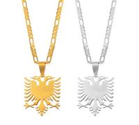 Patriotischer Charm-Schmuck Für Damen Und Herren, Albanische Adler-Anhänger-Halsketten, Gelb/Weißer Schmuck, Ethnischer Schmuck Für Damen Und Herren, Halskette, Unisex, Hip-Hop-Modestil, Party, W