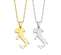 Patriotischer Charm-Schmuck Für Damen Und Herren, Italien Mit Sizilien Und Sardinien Zusammen Karte Stadtname Anhänger Halsketten Italienische Karten Schmuck Hip Hop Schmuck Mädchen Geschenke, Wei