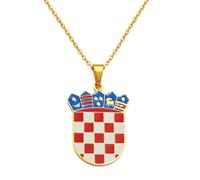 Patriotischer Charm-Schmuck Für Damen Und Herren, Kroatien-Flaggen-Anhänger-Halsketten, Gelb/Weiß, Für Damen Und Herren, Kroatischer Nationalsymbol-Schmuck, Gelb/Weiß, Hip-Hop-Schmuck, Geschenke