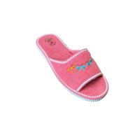 Patrizia Azzi Damen-Sandalen, Strandschuhe, Schwimmbad, Spa, Frottee, 100 % gefüttert, aus reiner Baumwolle/Frottee, rutschfeste Sohle, waschbar, Geranie, 37 EU