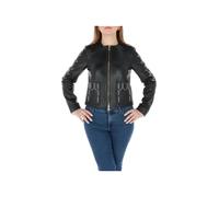 Patrizia Pepe Damen Lederjacke Schwarz Blazer Stil Elegant - Größe: 42