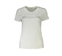 Patrizia Pepe Chic Sparkling Crew Neck Damen Tee, Weiss/opulenter Garten, Groß