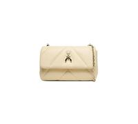 PATRIZIA PEPE Matelassé Schultertasche aus Leder, Weiß Wooly, 24 x 15 x 7 cm, mit Kettengurt, lässiger Stil, elegant
