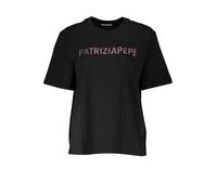 Patrizia Pepe Damen T-Shirt Schwarz mit Logo Premium Design - Größe: S