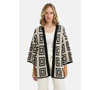 Patterned Knit Kimono Weiß S