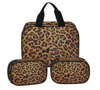 PATTERNFUL Transparente Make-up-Tasche für Damen und Herren, 3 Stück, transparente Kosmetiktaschen, wasserfest, Kulturbeutel, tragbare Kulturbeutel mit Reißverschluss für Reisen, Leopard, 12.2 x 3.74