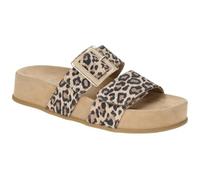 Paul Green 6157-000 Damen Flache Pantoletten Rauleder in beige-Kombi - Gr. 36