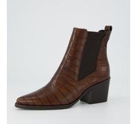 Stiefelette PAUL GREEN "Paul Green Stiefelette Leder/Textil", Damen, Gr. 38,5, cigar, Leder, Textil, Schuhe Stiefelette (34924308-38,5) cigar