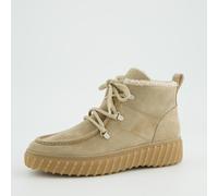 Schnürstiefelette PAUL GREEN "Paul Green Stiefelette Veloursleder", Damen, Gr. 43, beige (grau, braun), Veloursleder, Schuhe Schnürstiefelette (41157450-43) grau, braun