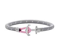 PAUL HEWITT Anker Armband Phrep Lite - Segeltau Nylon Damen Armband in Grau Weiß Rosa, Armband mit Anker Schmuck aus Edelstahl (Silber) in Größe S