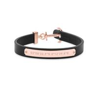 PAUL HEWITT Anker Armband Signum Koordinaten - Armband Leder Damen (Schwarz) mit Anker Schmuck aus IP-Edelstahl (Rosegold)